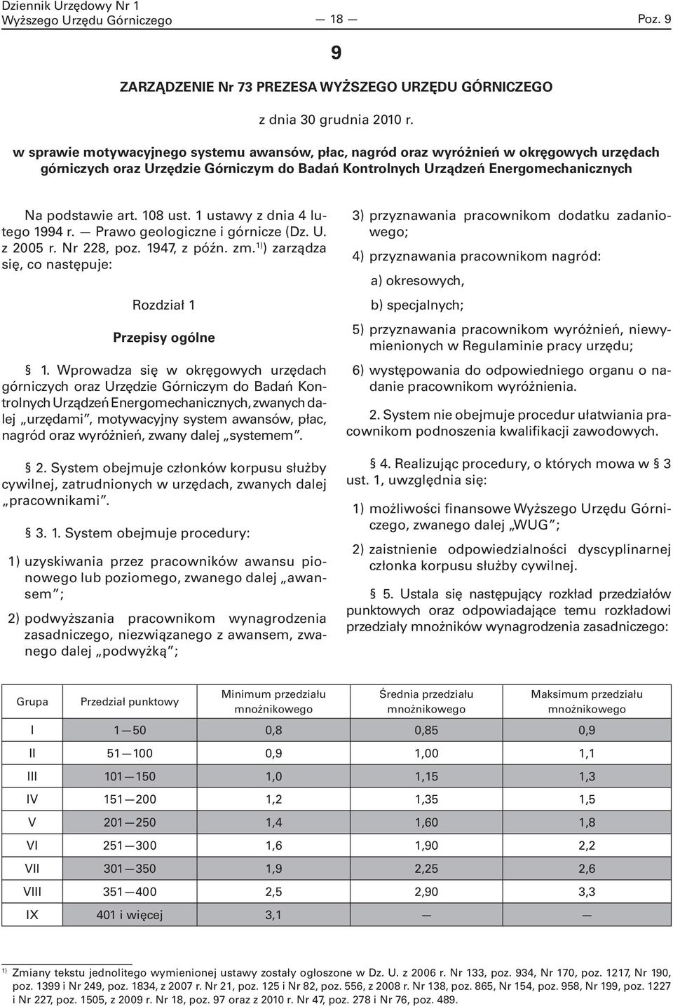 108 ust. 1 ustawy z dnia 4 lutego 1994 r. Prawo geologiczne i górnicze (Dz. U. z 2005 r. Nr 228, poz. 1947, z późn. zm. 1) ) zarządza się, co następuje: Rozdział 1 Przepisy ogólne 1.