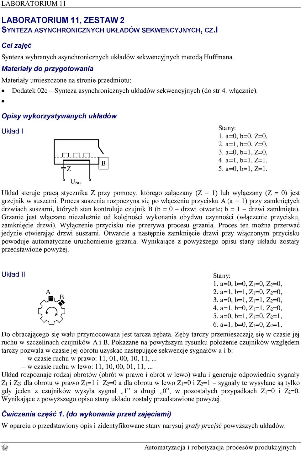 a=0, b=0, Z=0, 2. a=1, b=0, Z=0, 3. a=0, b=1, Z=0, 4. a=1, b=1, Z=1, 5. a=0, b=1, Z=1.