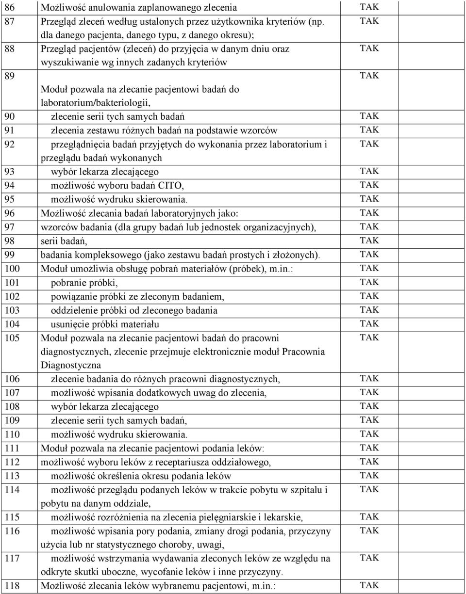 badań do laboratorium/bakteriologii, 90 zlecenie serii tych samych badań 91 zlecenia zestawu różnych badań na podstawie wzorców 92 przeglądnięcia badań przyjętych do wykonania przez laboratorium i