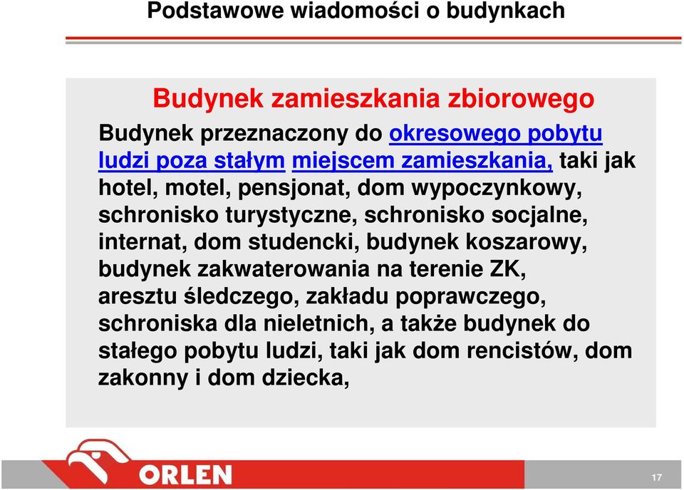 socjalne, internat, dom studencki, budynek koszarowy, budynek zakwaterowania na terenie ZK, aresztu śledczego, zakładu