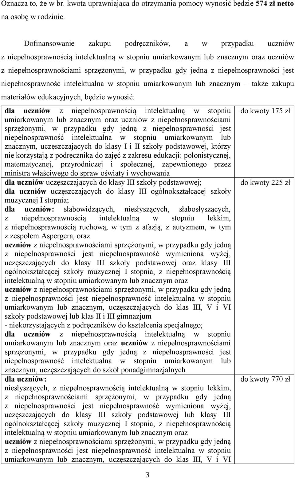 jedną z niepełnosprawności jest niepełnosprawność intelektualna w stopniu umiarkowanym lub znacznym także zakupu materiałów edukacyjnych, będzie wynosić: dla uczniów z niepełnosprawnością