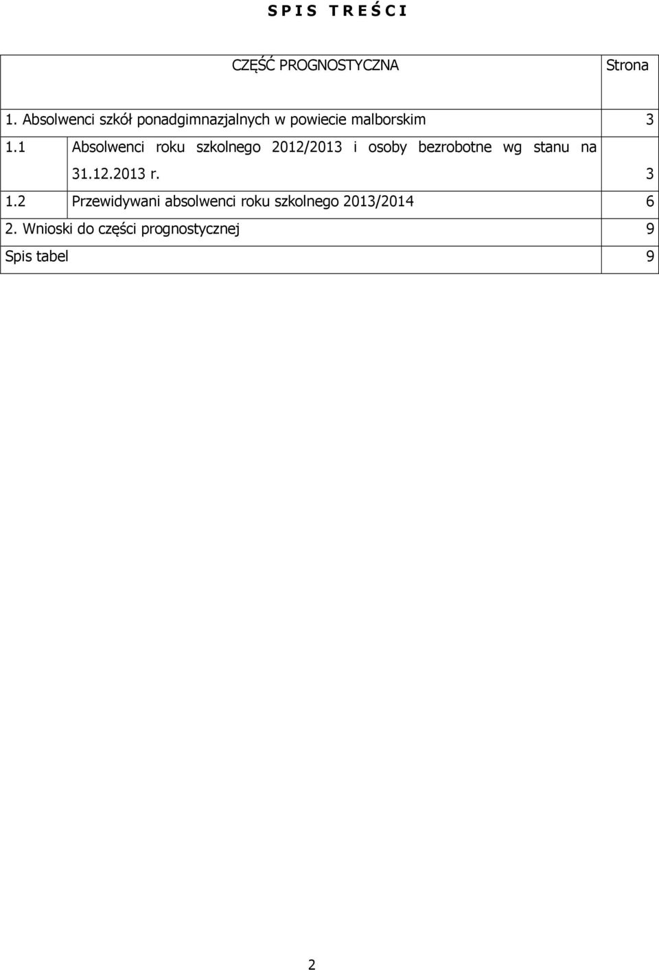 1 Absolwenci roku szkolnego 2012/2013 i osoby bezrobotne wg stanu na 31.12.2013 r.