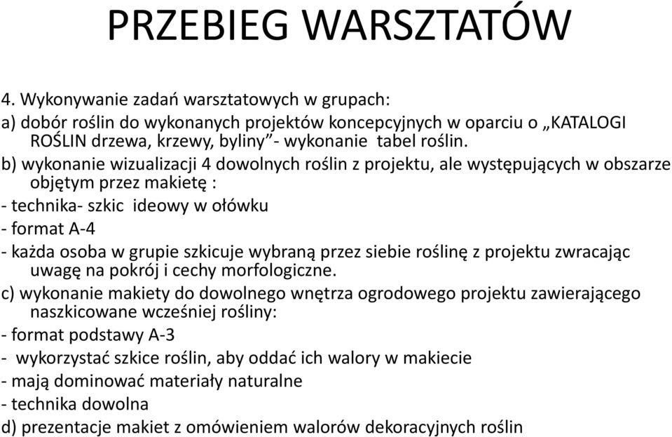 przez siebie roślinę z projektu zwracając uwagę na pokrój i cechy morfologiczne.