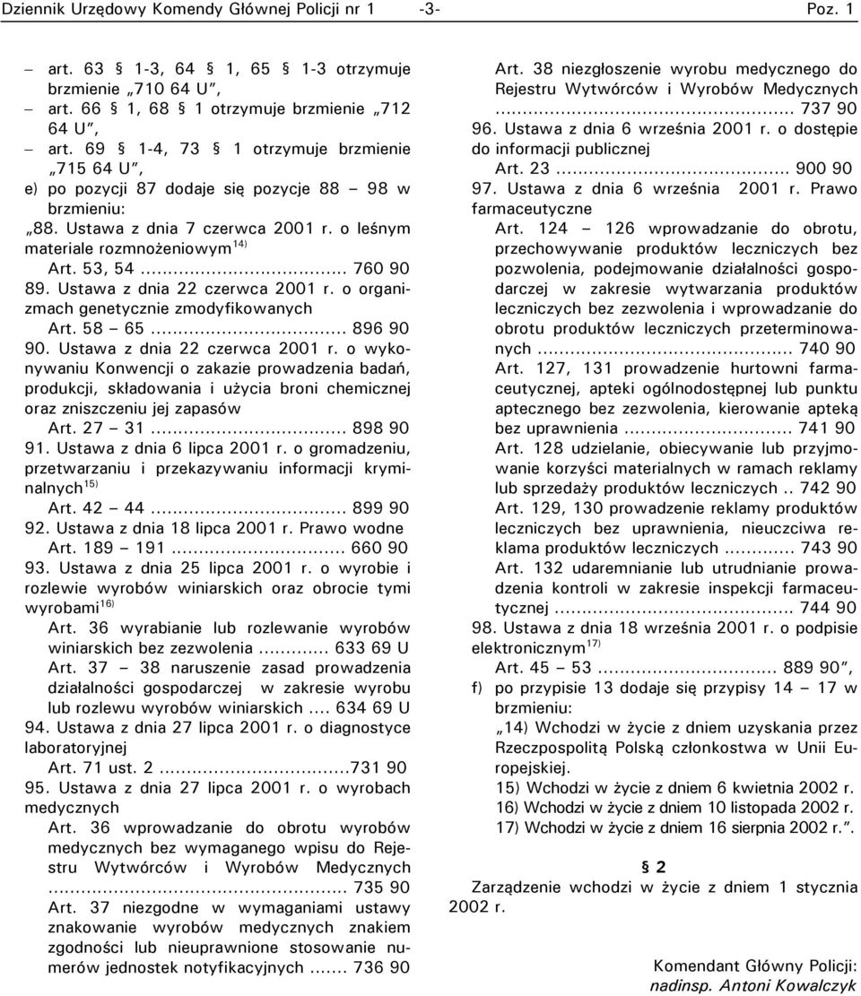 Ustawa z dnia 22 czerwca 2001 r. o organizmach genetycznie zmodyfikowanych Art. 58 65... 896 90 90. Ustawa z dnia 22 czerwca 2001 r.
