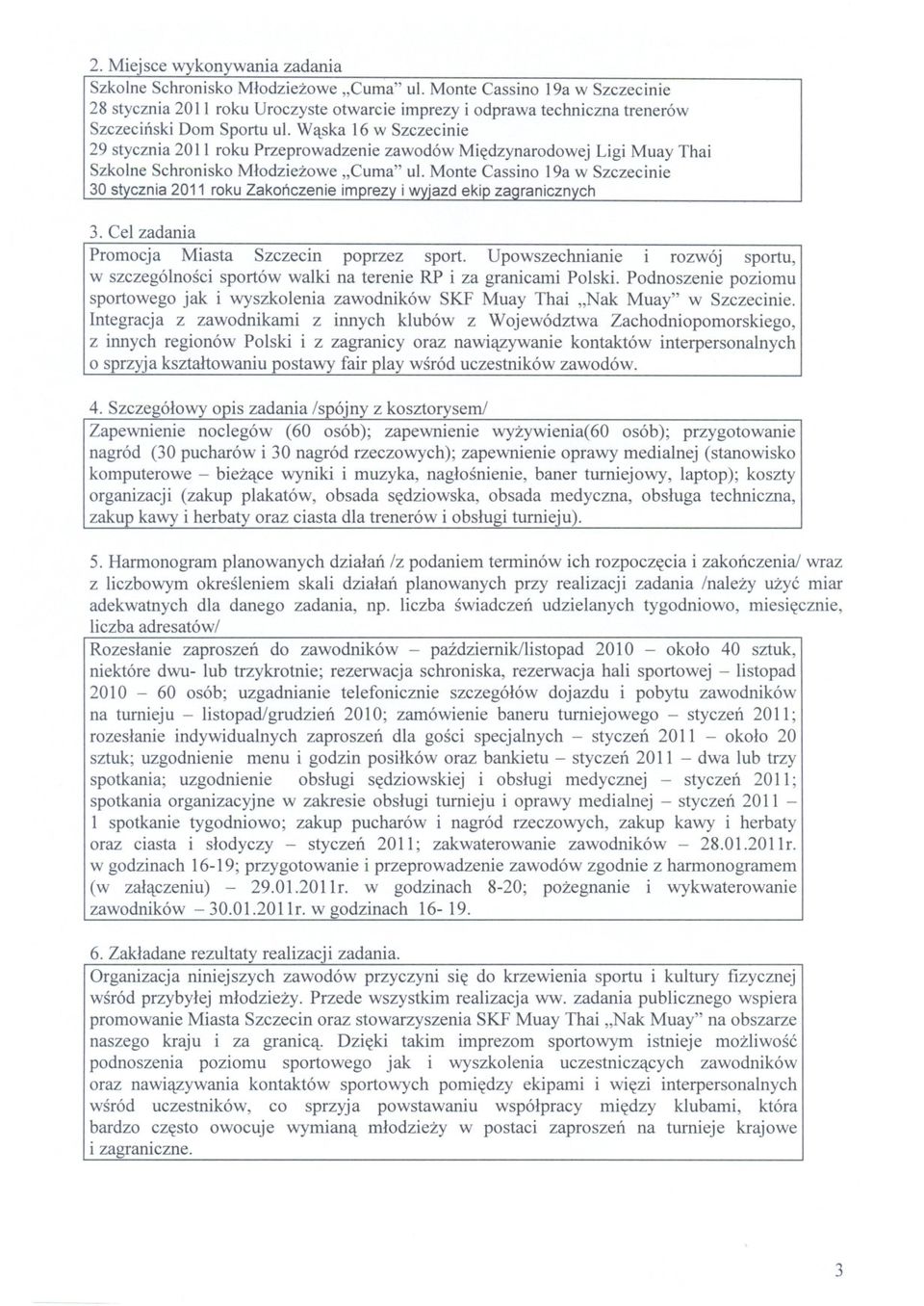 Waska 16 w Szczecinie 29 stycznia 2011 roku Przeprowadzenie zawodów Miedzynarodowej Ligi Muay Thai Szkolne Schronisko Mlodziezowe "Cuma" ul.