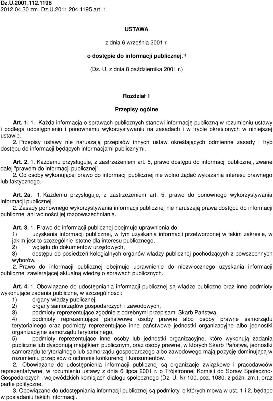 Przepisy ogólne Art. 1.