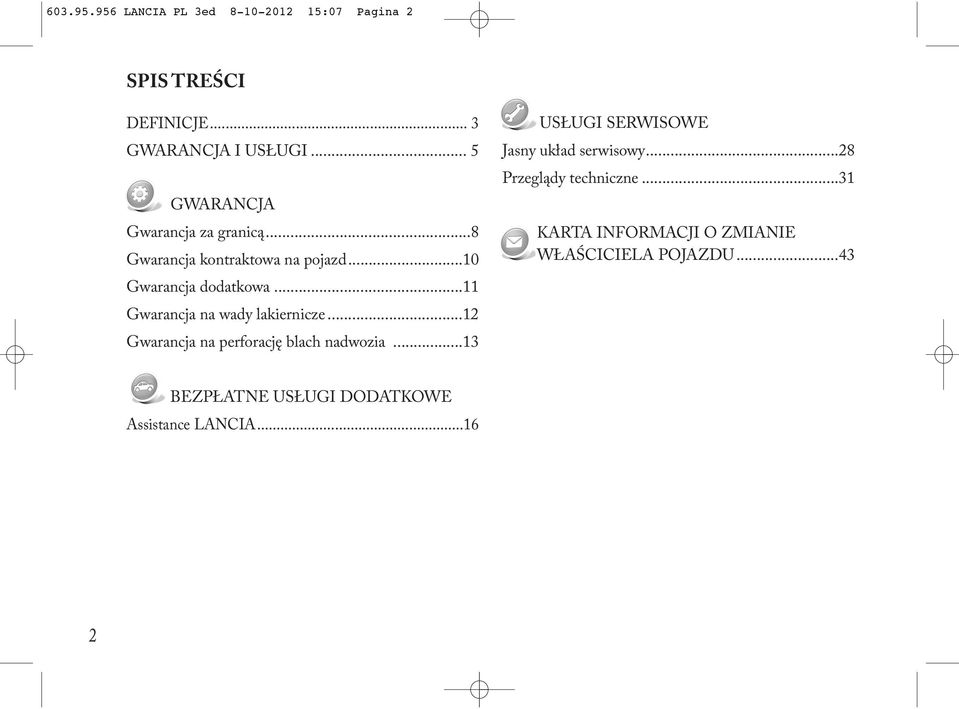 ..11 Gwarancja na wady lakiernicze...12 Gwarancja na perforację blach nadwozia.