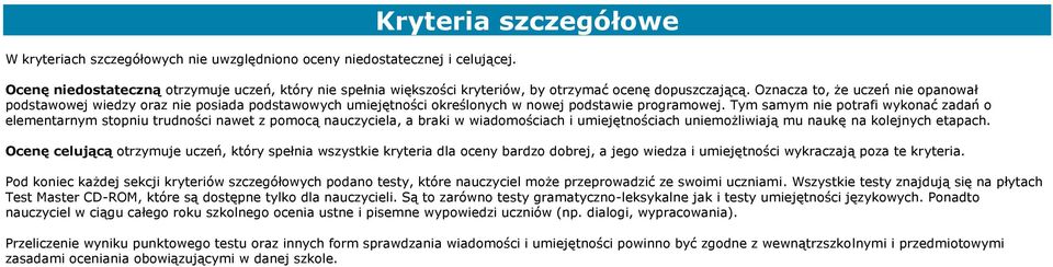 Oznacza to, że uczeń nie opanował podstawowej wiedzy oraz nie posiada podstawowych umiejętności określonych w nowej podstawie programowej.