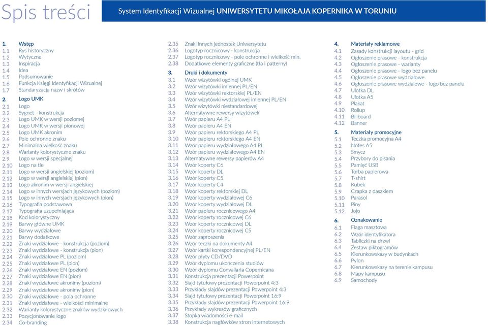 34 Wstęp Rys historyczny Wytyczne Inspiracja Idea Podsumowanie Funkcja Księgi Identyfikacji Wizualnej Standaryzacja nazw i skrótów Logo UMK Logo Sygnet - konstrukcja Logo UMK w wersji poziomej Logo