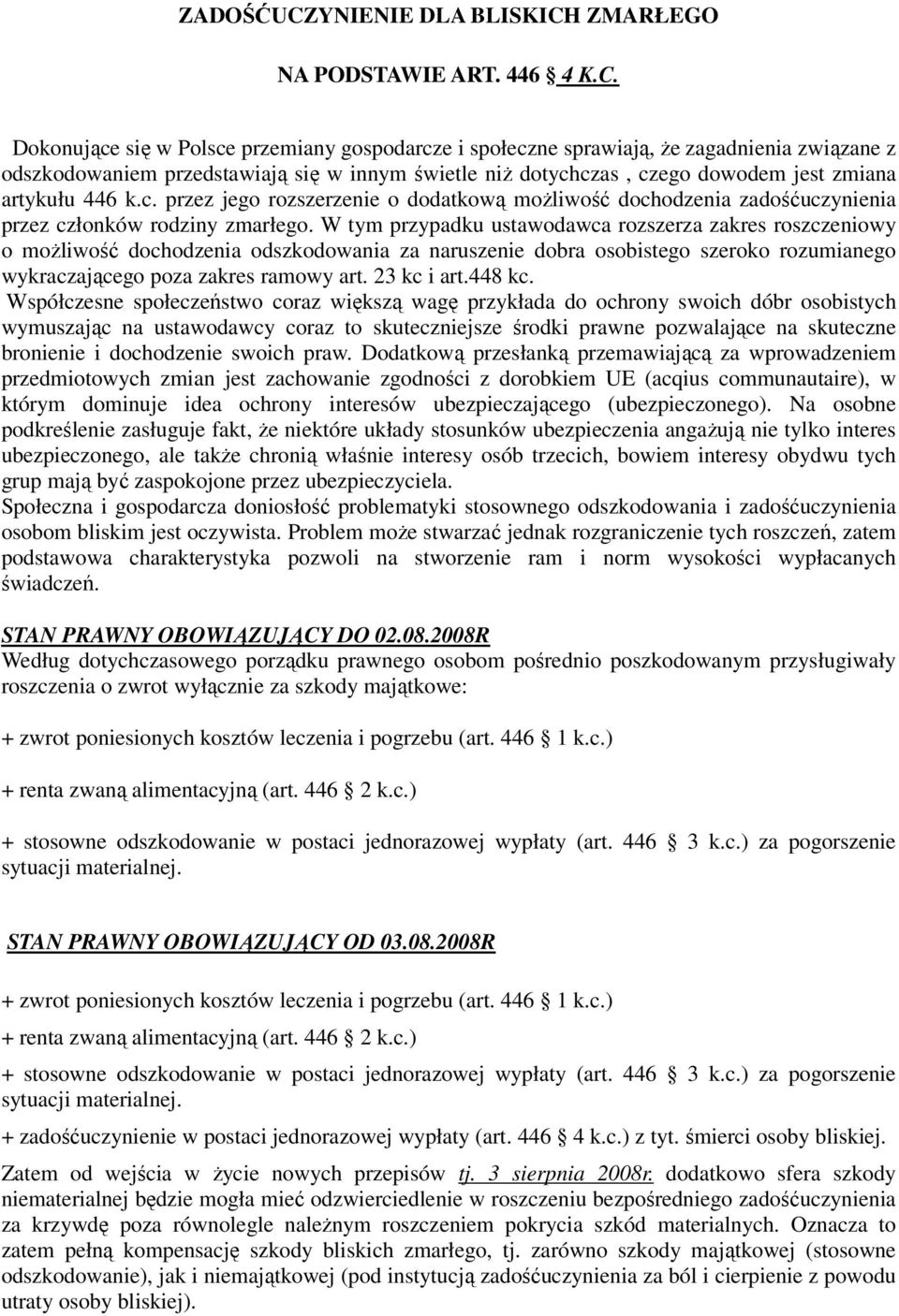ZMARŁEGO NA PODSTAWIE ART. 446 4 K.C.