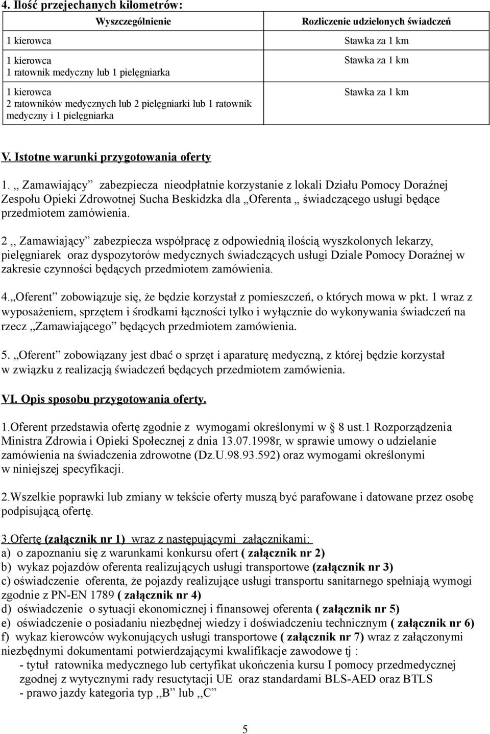 ,, Zamawiający zabezpiecza nieodpłatnie korzystanie z lokali Działu Pomocy Doraźnej Zespołu Opieki Zdrowotnej Sucha Beskidzka dla Oferenta świadczącego usługi będące przedmiotem zamówienia.