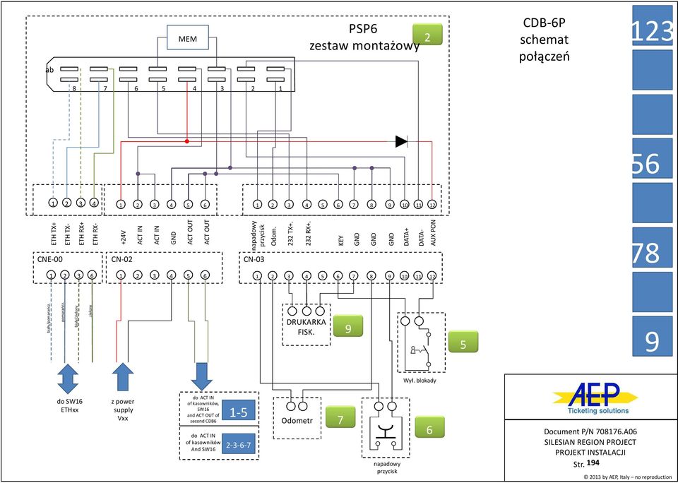 napadowy przycisk RX- RX+ CN-0 TX- CNE-00 +V TX+ DRUKARKA FISK.