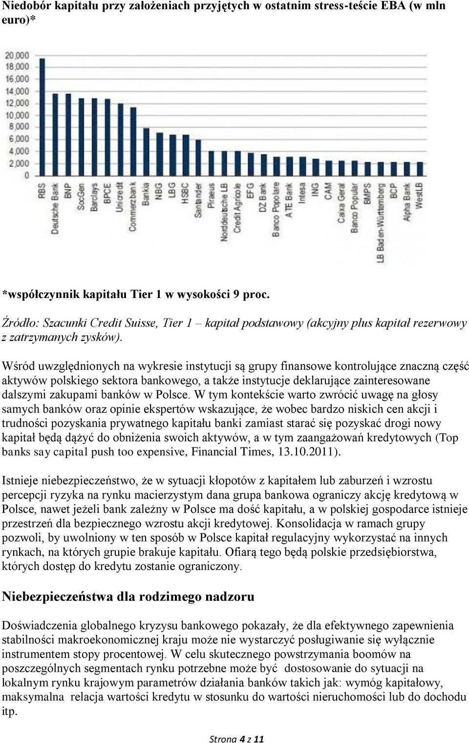 Wśród uwzględnionych na wykresie instytucji są grupy finansowe kontrolujące znaczną część aktywów polskiego sektora bankowego, a także instytucje deklarujące zainteresowane dalszymi zakupami banków w