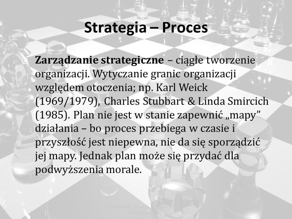 Karl Weick (1969/1979), Charles Stubbart & Linda Smircich (1985).