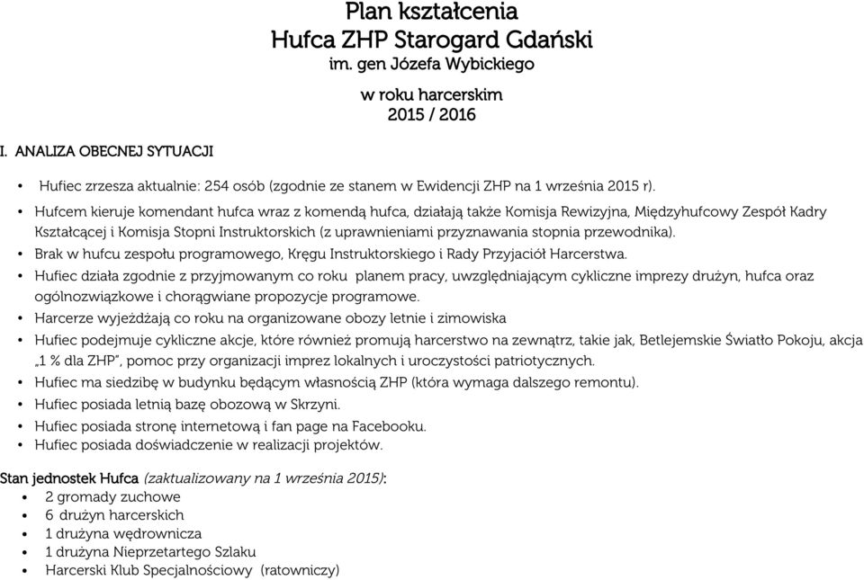 Hufcem kieruje komendant hufca wraz z komendą hufca, działają także Komisja Rewizyjna, Międzyhufcowy Zespół Kadry Kształcącej i Komisja Stopni Instruktorskich (z uprawnieniami przyznawania stopnia