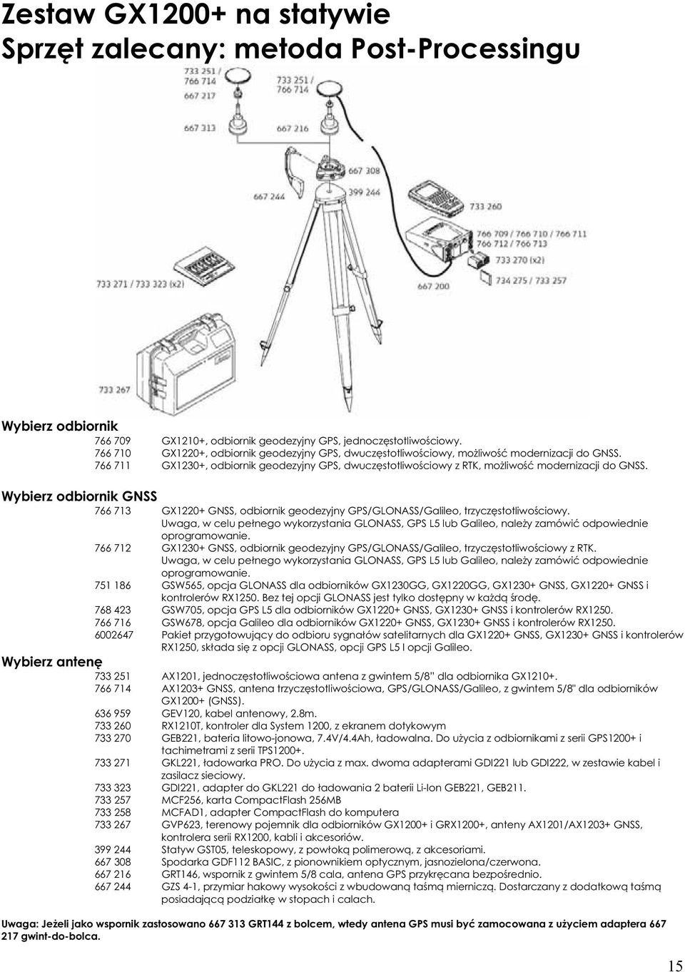 Wybierz odbiornik GNSS 766 713 GX1220+ GNSS, odbiornik geodezyjny GPS/GLONASS/Galileo, trzycz stotliwo ciowy.