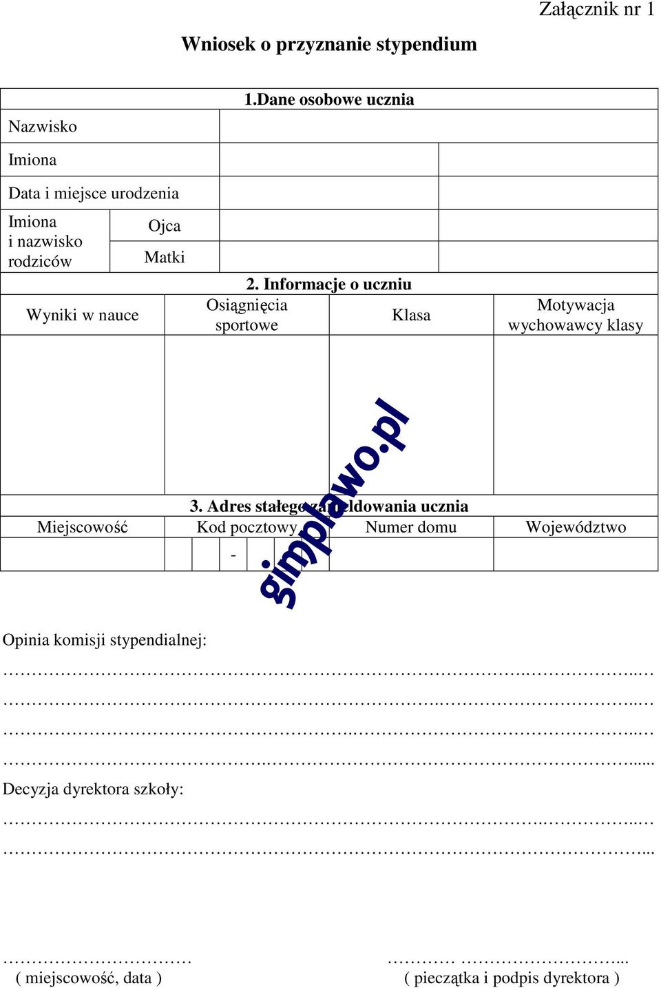 Informacje o uczniu Osiągnięcia Klasa sportowe Motywacja wychowawcy klasy 3.