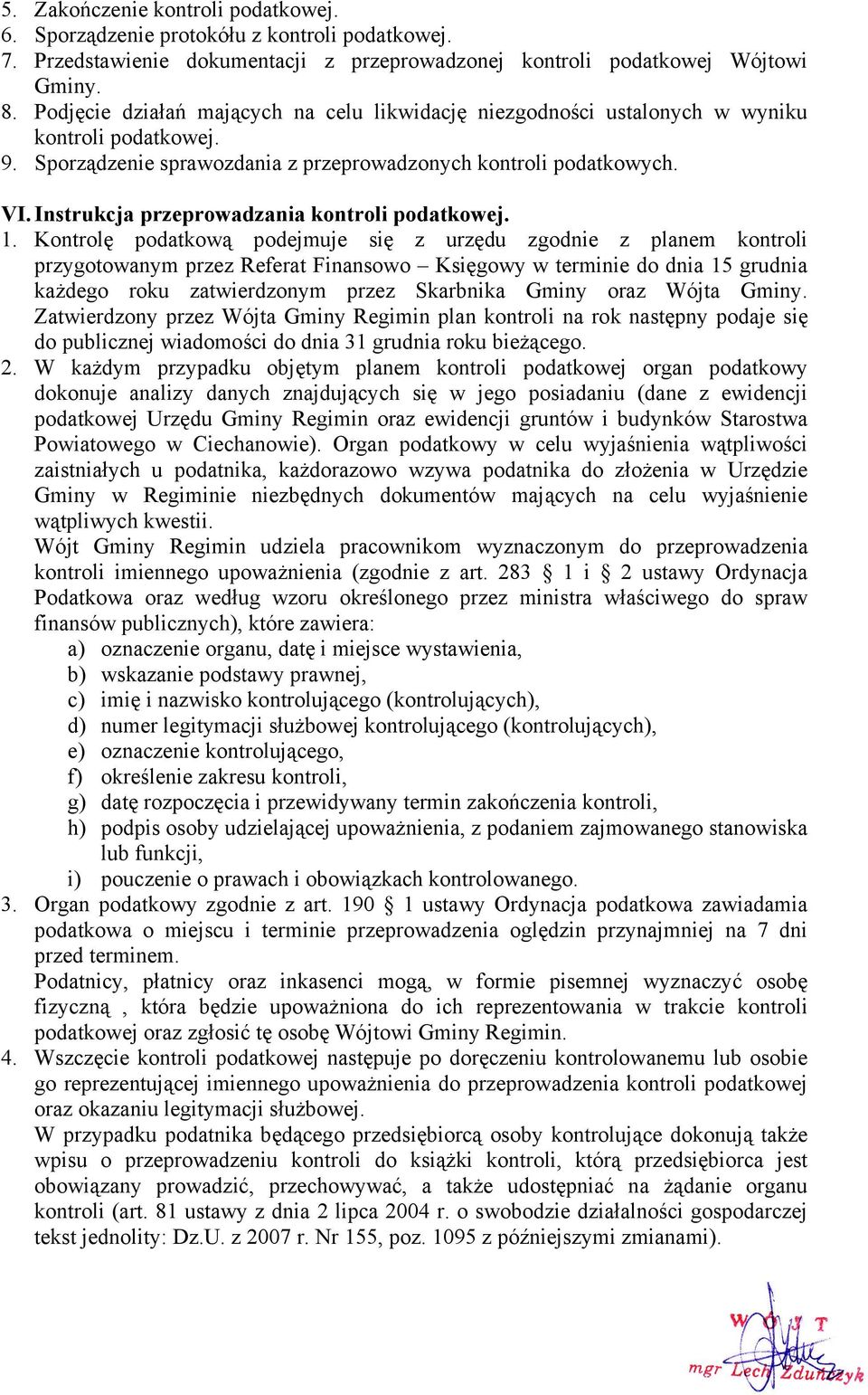 Instrukcja przeprowadzania kontroli podatkowej. 1.