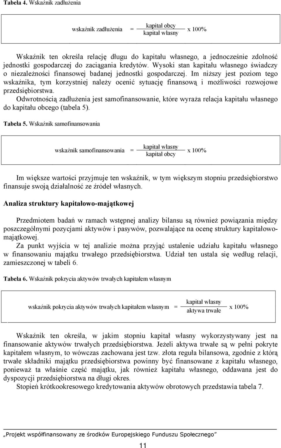 Wysoki stan kapitału własnego świadczy o niezależności finansowej badanej jednostki gospodarczej.