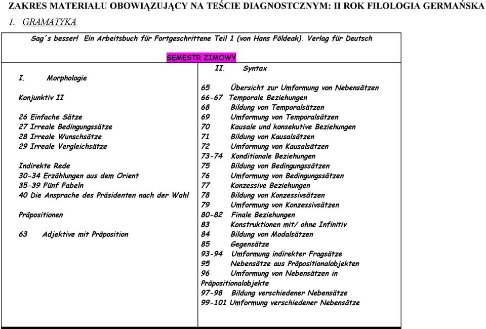 Ansprache des Präsidenten nach der Wahl Präpositionen 63 Adjektive mit Präposition SEMESTR ZIMOWY II.