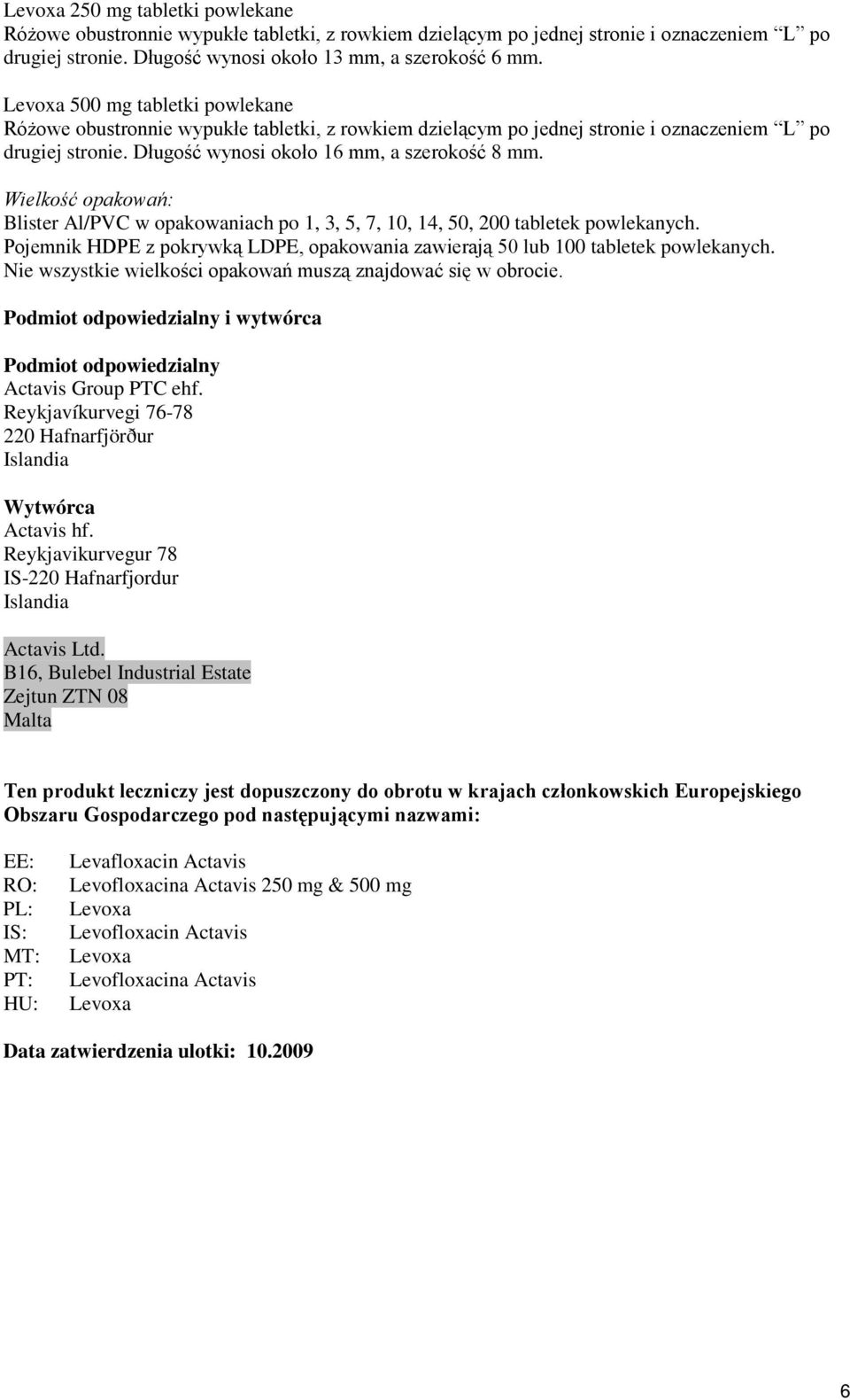 Wielkość opakowań: Blister Al/PVC w opakowaniach po 1, 3, 5, 7, 10, 14, 50, 200 tabletek powlekanych. Pojemnik HDPE z pokrywką LDPE, opakowania zawierają 50 lub 100 tabletek powlekanych.