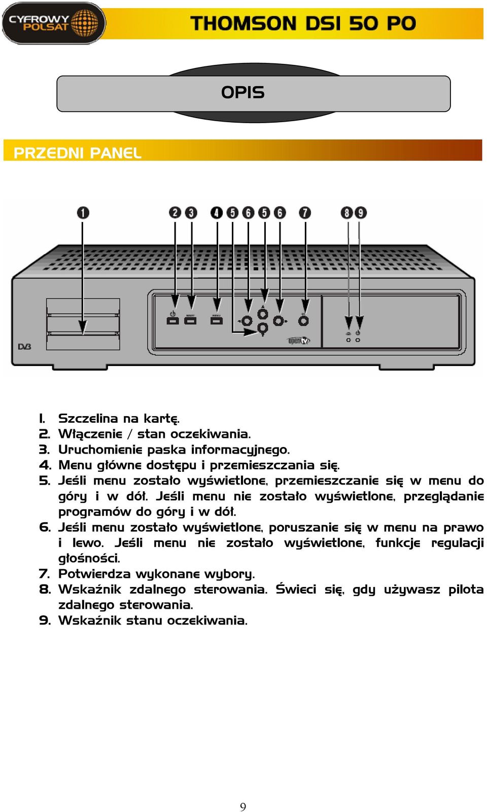 Jeśli menu nie zostało wyświetlone, przeglądanie programów do góry i w dół. 6. Jeśli menu zostało wyświetlone, poruszanie się w menu na prawo i lewo.