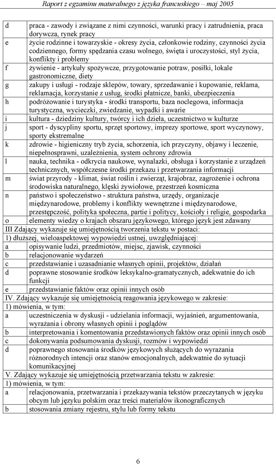 rodzaje sklepów, towary, sprzedawanie i kupowanie, reklama, reklamacja, korzystanie z usług, środki płatnicze, banki, ubezpieczenia h podróżowanie i turystyka - środki transportu, baza noclegowa,