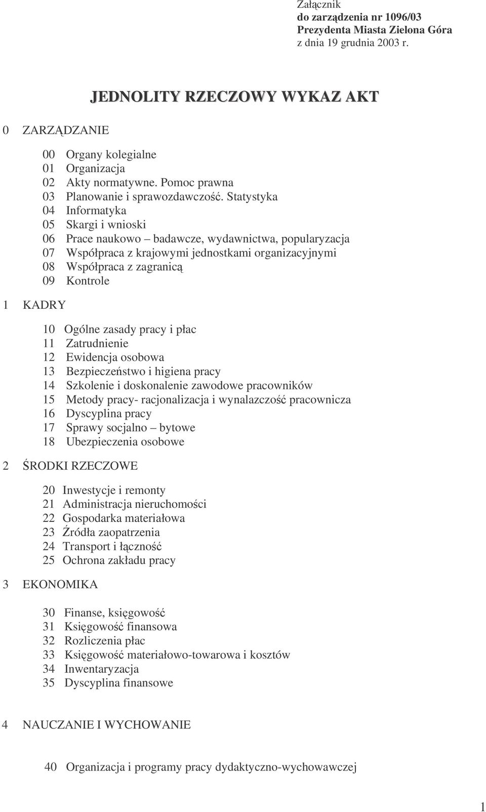 Statystyka 04 Informatyka 05 Skargi i wnioski 06 Prace naukowo badawcze, wydawnictwa, popularyzacja 07 Współpraca z krajowymi jednostkami organizacyjnymi 08 Współpraca z zagranic 09 Kontrole 10