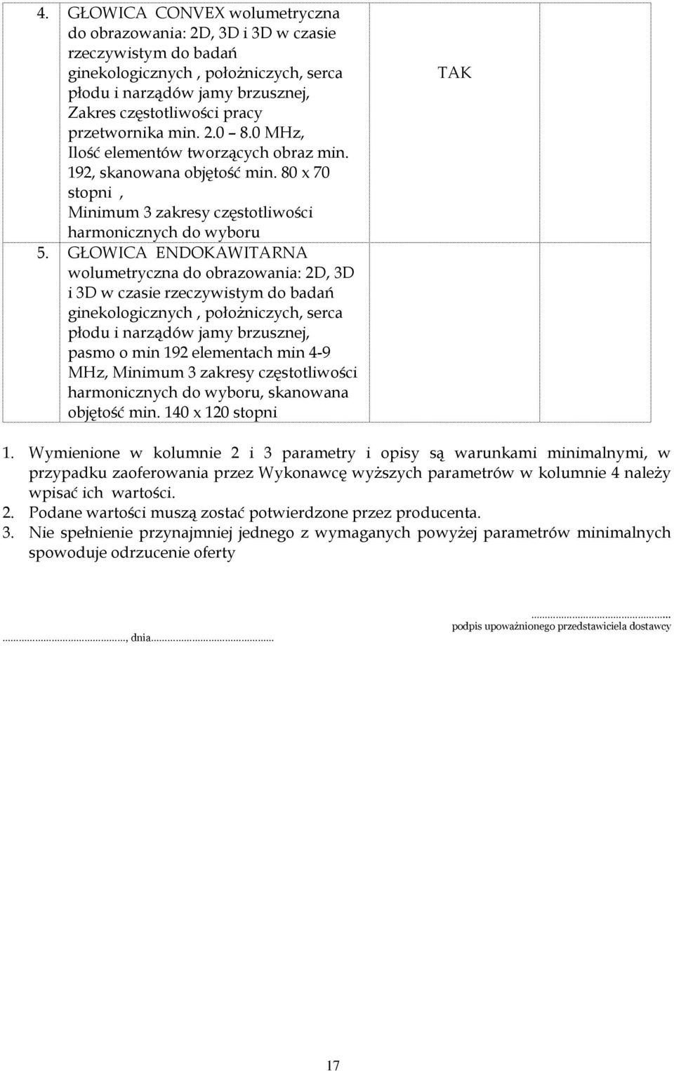 GŁOWICA ENDOKAWITARNA wolumetryczna do obrazowania: 2D, 3D i 3D w czasie rzeczywistym do badań ginekologicznych, położniczych, serca płodu i narządów jamy brzusznej, pasmo o min 192 elementach min