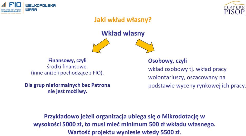 wkład pracy wolontariuszy, oszacowany na podstawie wyceny rynkowej ich pracy.