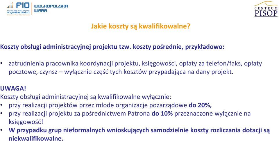 tych kosztów przypadająca na dany projekt. UWAGA!