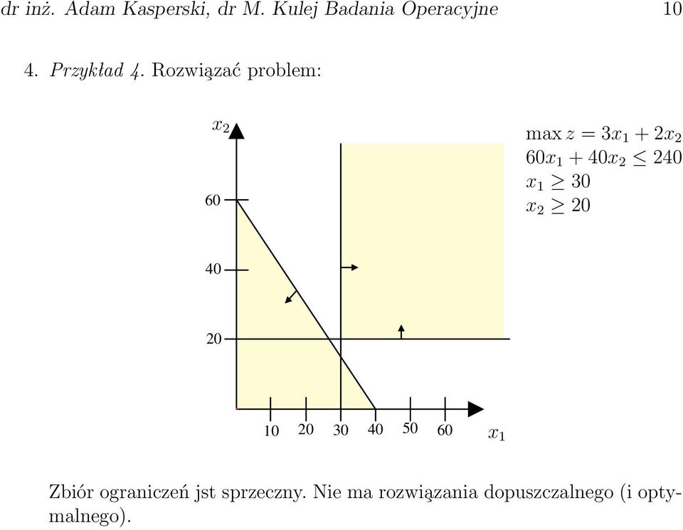 Rozwi azać problem: x 2 60 maxz = 3x 1 +2x 2 60x 1 +40x 2 240 x