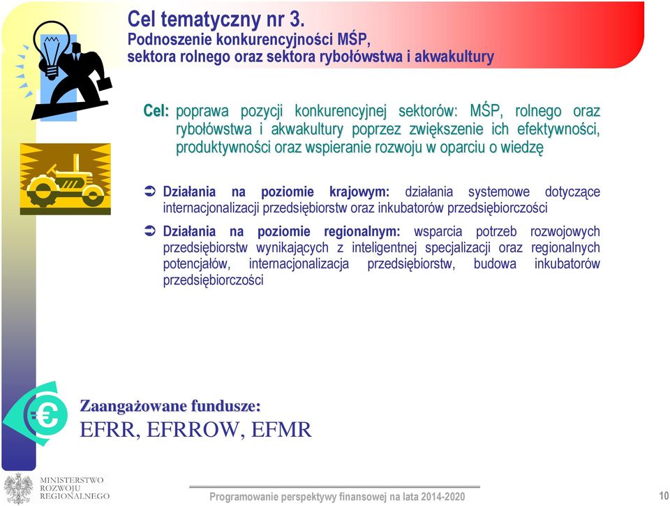 zwiększenie ich efektywności, produktywności oraz wspieranie rozwoju w oparciu o wiedzę Działania na poziomie krajowym: działania systemowe dotyczące internacjonalizacji przedsiębiorstw oraz