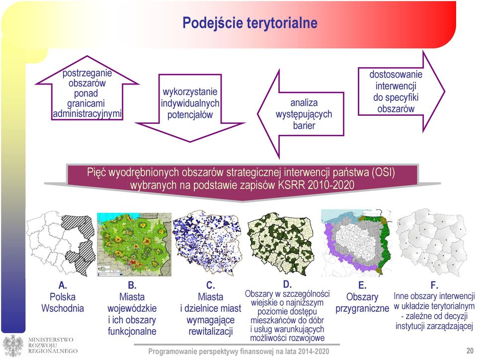 Miasta wojewódzkie i ich obszary funkcjonalne C. Miasta i dzielnice miast wymagające rewitalizacji D.