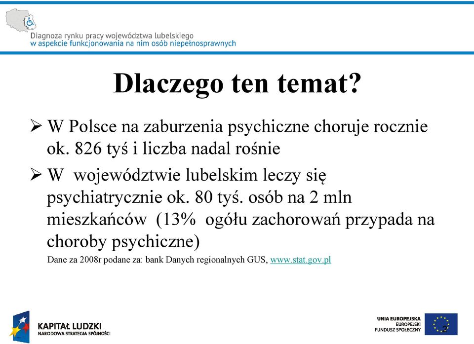 psychiatrycznie ok. 80 tyś.