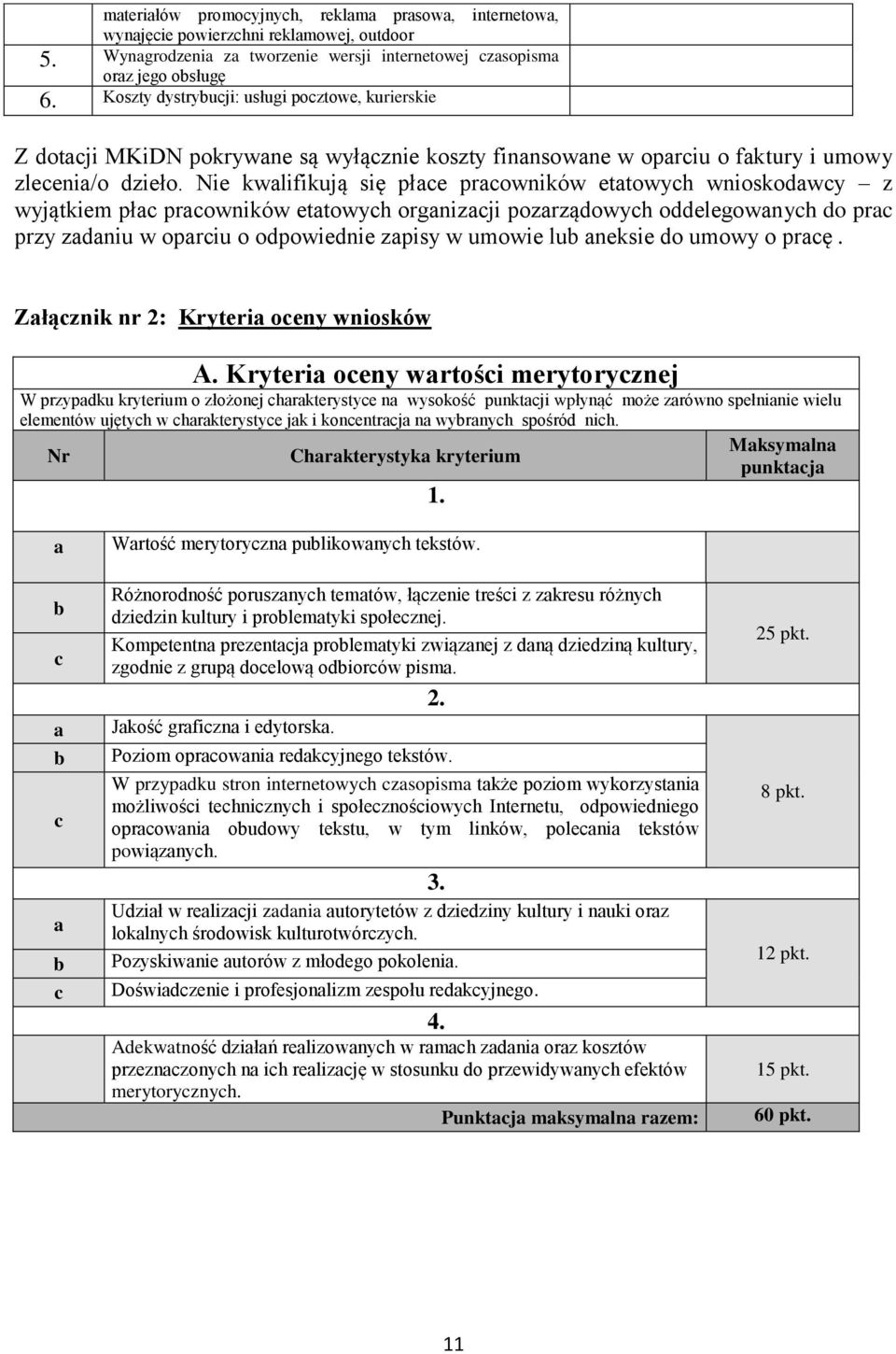 Nie kwalifikują się płace pracowników etatowych wnioskodawcy z wyjątkiem płac pracowników etatowych organizacji pozarządowych oddelegowanych do prac przy zadaniu w oparciu o odpowiednie zapisy w