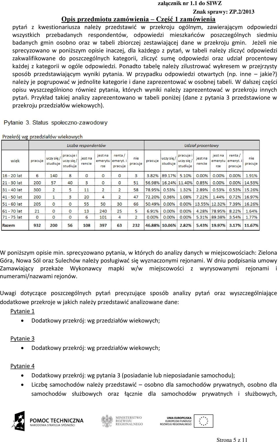 Jeżeli nie sprecyzowano w poniższym opisie inaczej, dla każdego z pytań, w tabeli należy zliczyć odpowiedzi zakwalifikowane do poszczególnych kategorii, zliczyć sumę odpowiedzi oraz udział procentowy