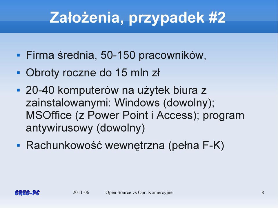 (dowolny); MSOffice (z Power Point i Access); program antywirusowy