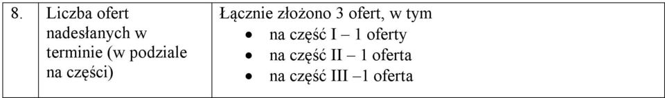 3 ofert, w tym na część I 1 oferty na