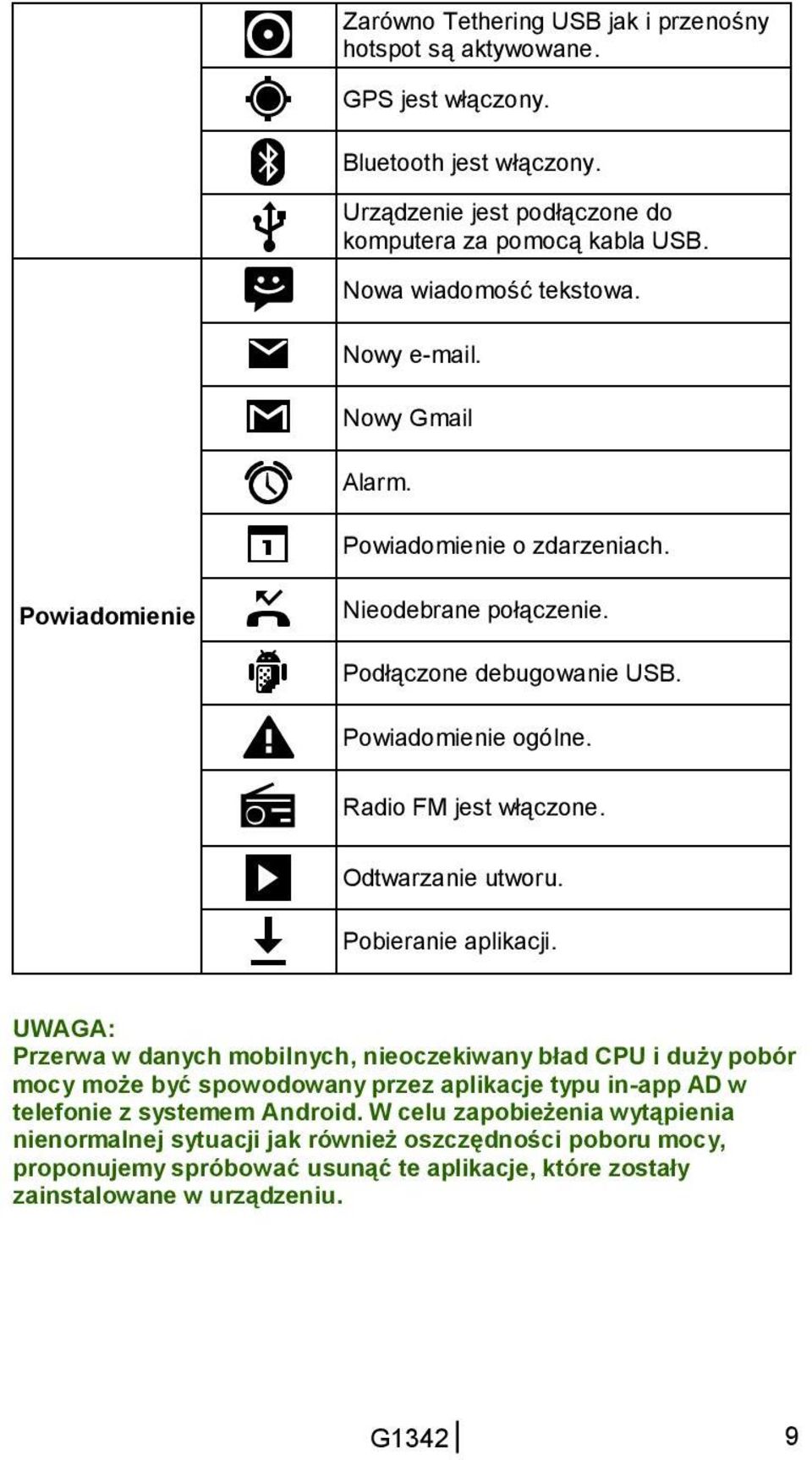 Radio FM jest włączone. Odtwarzanie utworu. Pobieranie aplikacji.