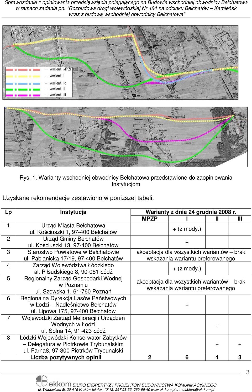 Pabianicka 17/19, 97-400 Bełchatów akceptacja dla wszystkich wariantów brak wskazania wariantu preferowanego 4 Zarząd Województwa Łódzkiego al. Piłsudskiego 8, 90-051 Łódź + (z mody.