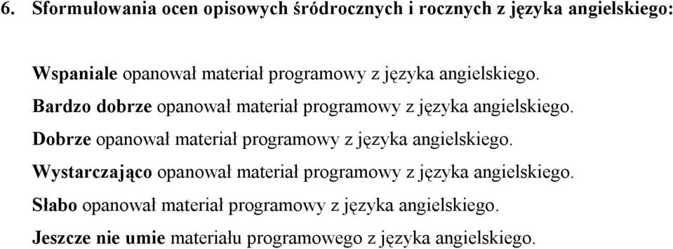 Dobrze opanował materiał programowy z języka angielskiego.