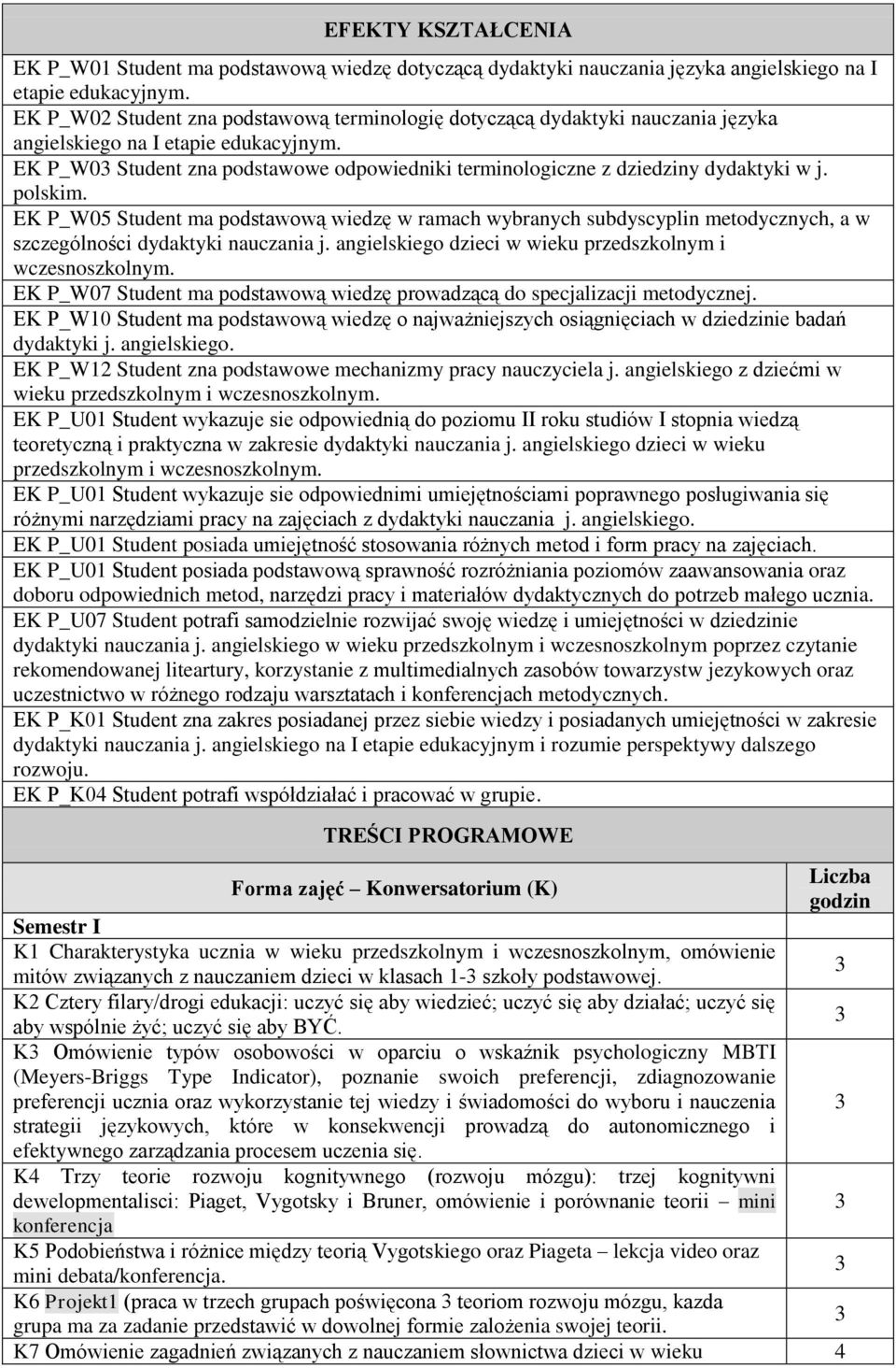 EK P_W0 Student zna podstawowe odpowiedniki terminologiczne z dziedziny dydaktyki w j. polskim.