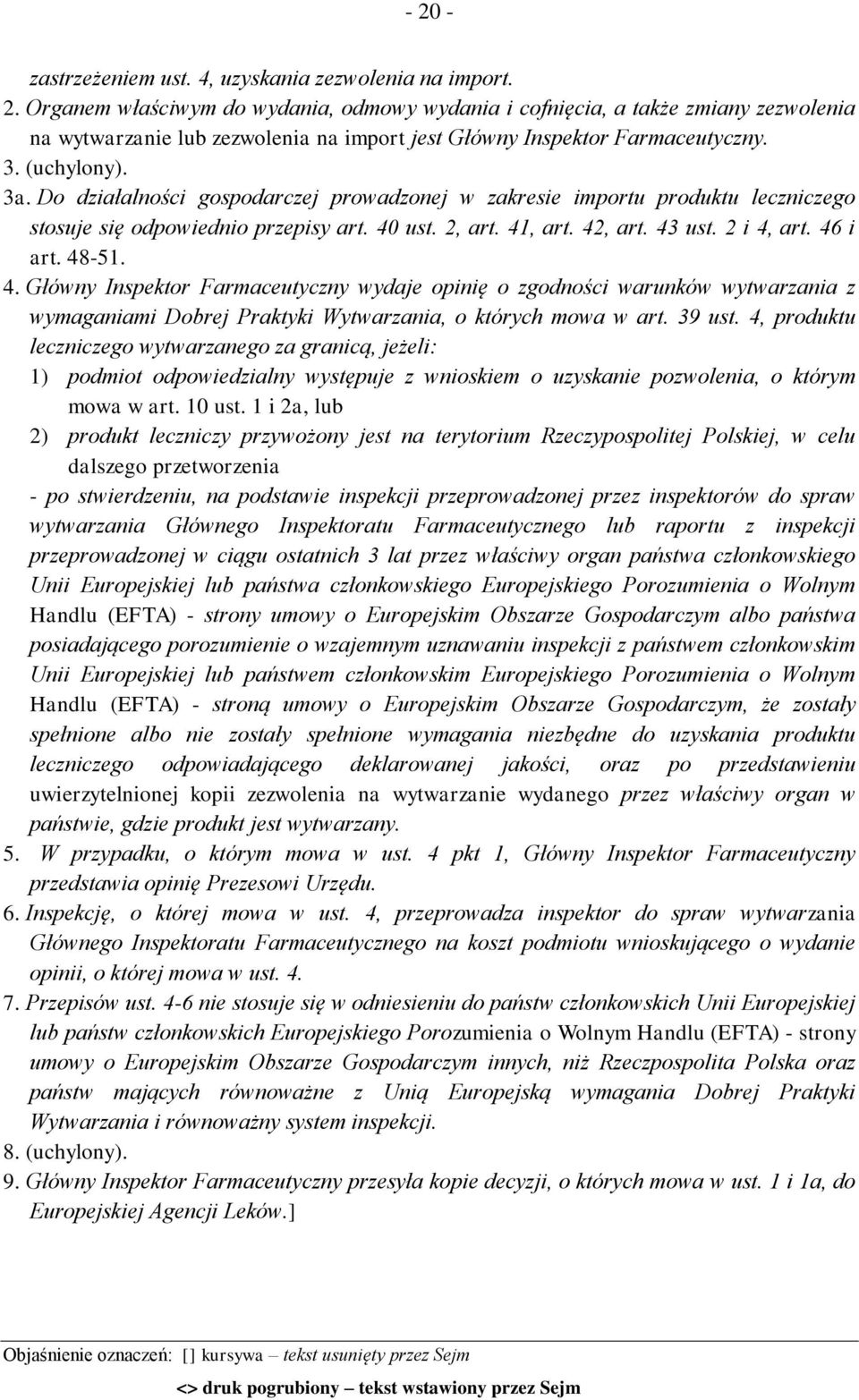 46 i art. 48-51. 4. Główny Inspektor Farmaceutyczny wydaje opinię o zgodności warunków wytwarzania z wymaganiami Dobrej Praktyki Wytwarzania, o których mowa w art. 39 ust.