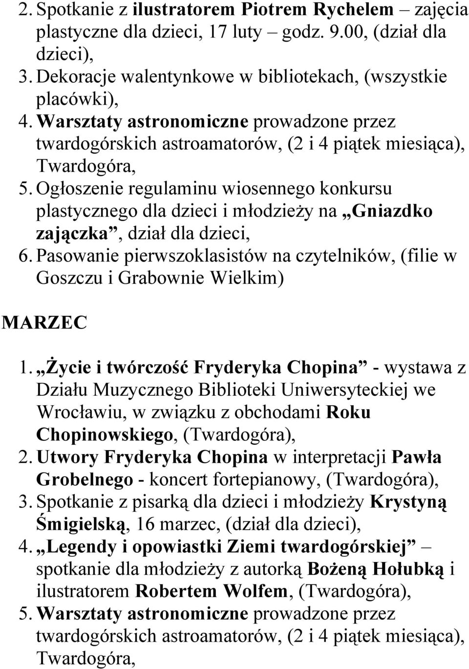 Ogłoszenie regulaminu wiosennego konkursu plastycznego dla dzieci i młodzieży na Gniazdko zajączka, dział dla dzieci, 6.
