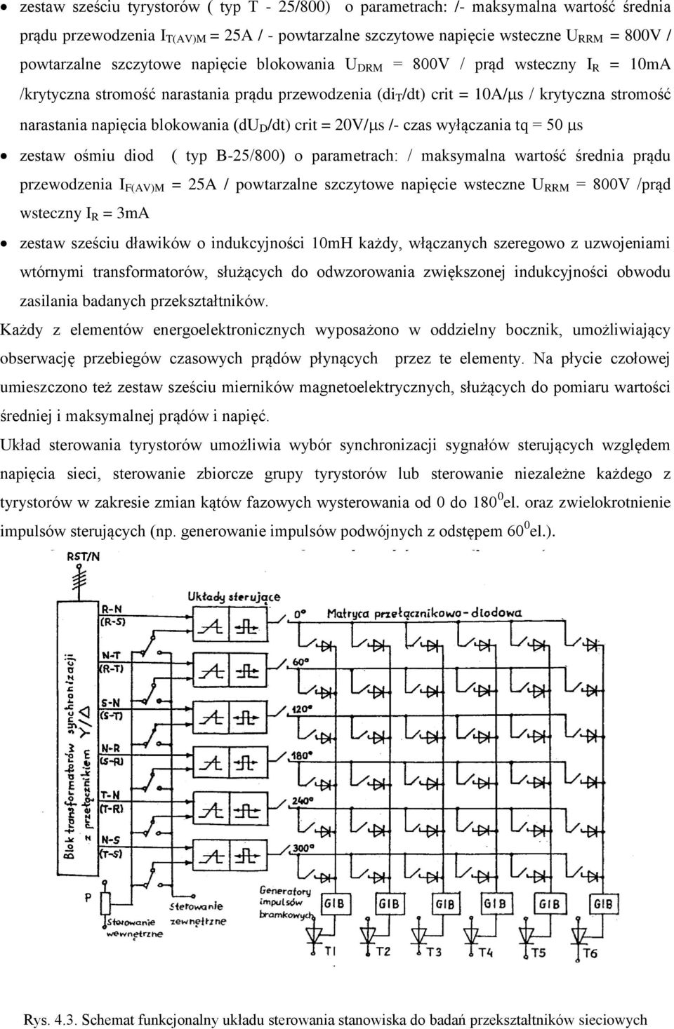 20V/ s /- czas wyłączania tq = 50 s zestaw śmiu did ( typ B-25/800) parametrach: / maksymalna wartść średnia prądu przewdzenia I F(AV)M = 25A / pwtarzalne szczytwe napięcie wsteczne U RRM = 800V