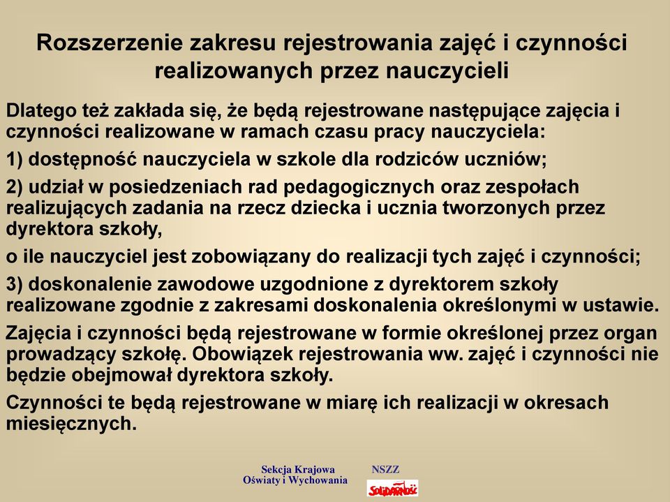 dyrektora szkoły, o ile nauczyciel jest zobowiązany do realizacji tych zajęć i czynności; 3) doskonalenie zawodowe uzgodnione z dyrektorem szkoły realizowane zgodnie z zakresami doskonalenia