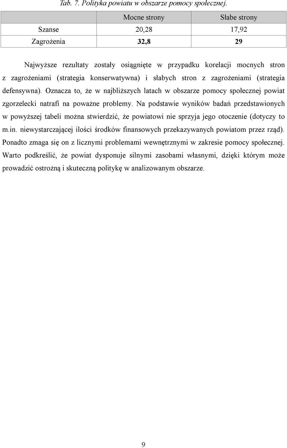 defensywna). Oznacza to, że w najbliższych latach w obszarze pomocy społecznej powiat zgorzelecki natrafi na poważne problemy.