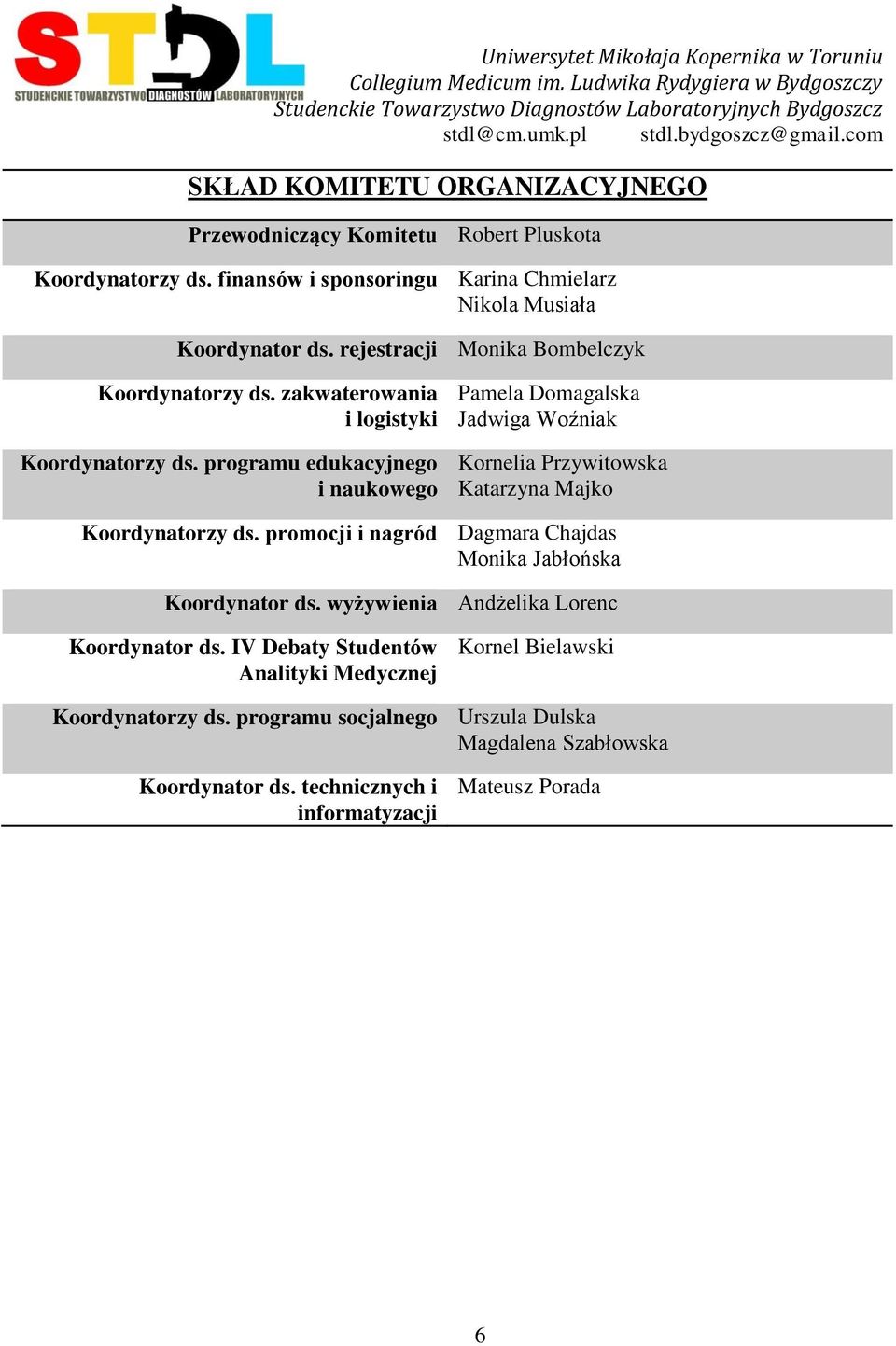 programu edukacyjnego i naukowego Pamela Domagalska Jadwiga Woźniak Kornelia Przywitowska Katarzyna Majko Koordynatorzy ds.