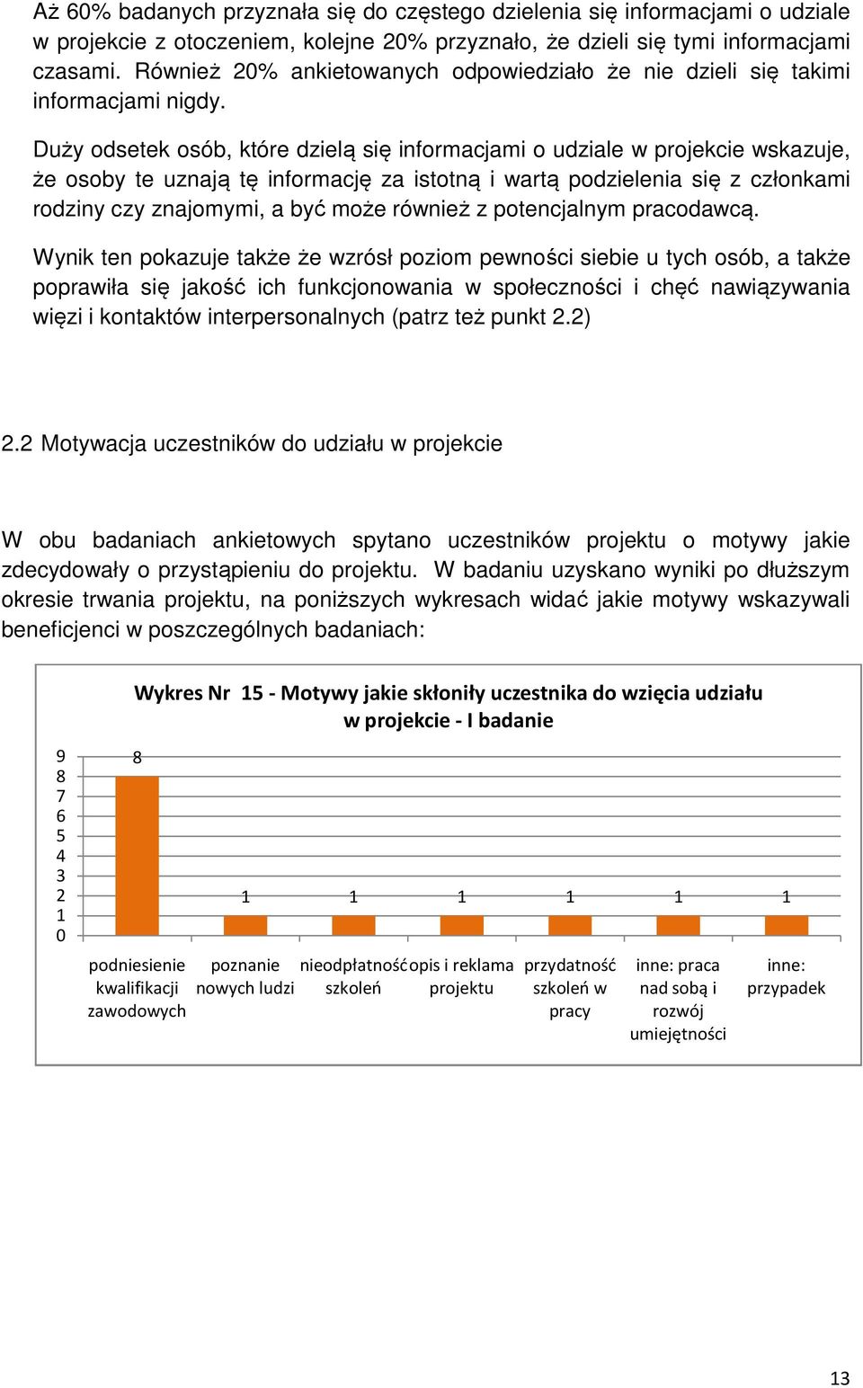 Duży odsetek osób, które dzielą się informacjami o udziale w projekcie wskazuje, że osoby te uznają tę informację za istotną i wartą podzielenia się z członkami rodziny czy znajomymi, a być może